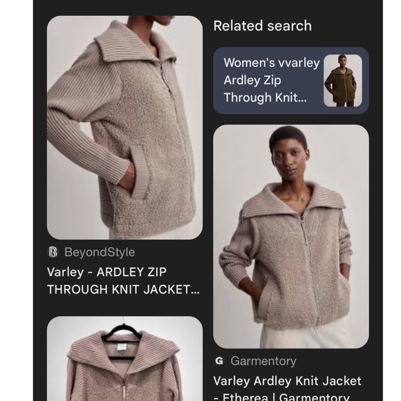 Varley Ardley Zip Through Knit Jacket Tan Brown Teddy Sherpa Size Small - Picture 7 of 7